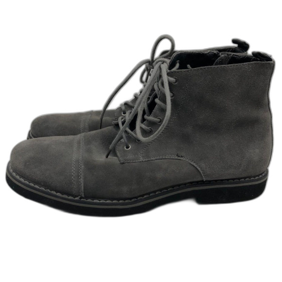 GBX Men's Gray Suede Leather Ankle Boots Cap Toe Yukka Side Zip 11M Footwear - Picture 1 of 15